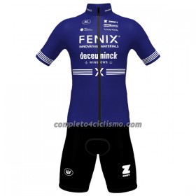 Completo Maglia + Pantaloncino con bretelle 2023 Fenix-Deceuninck Manica Corta Blu Scuro